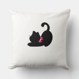 Süße schwarze Katzen-Wurfkissen | Elegante rosa Fl Kissen