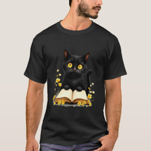 Süße schwarze Katzenbuchliebhaberin verzauberte Ha T-Shirt