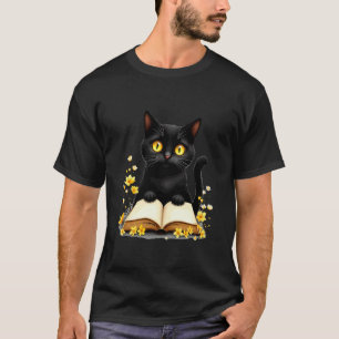 Süße schwarze Katzenbuchliebhaberin verzauberte Ha T-Shirt