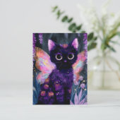 Süße schwarze Katzenfee Postkarte (Stehend Vorderseite)