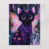 Süße schwarze Katzenfee Postkarte (Vorderseite)