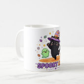 Süße schwarze Katzenhexe Halloween Kaffeetasse (Vorderseite Links)