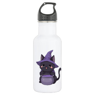 Süße schwarze Katzenhexe Halloween Kessel Edelstahlflasche