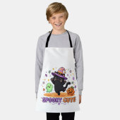 Süße schwarze Katzenhexe Halloween Schürze (Getragen)
