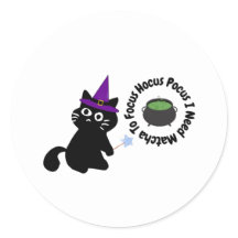 Süße schwarze Katzenhexe Matcha Aufkleber