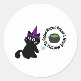 Süße schwarze Katzenhexe Matcha Aufkleber