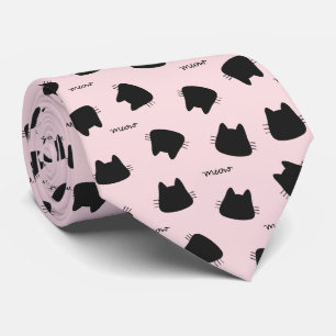 Süße schwarze Katzenmuster Rosa Meow Kitty Krawatte