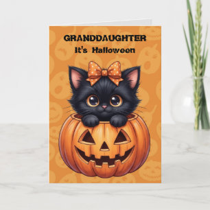 Süße schwarze Kitty-Enkelin Halloween Karte