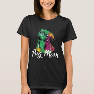 Süße schwarze Mops-Wasserfarben-Illustration Mops- T-Shirt
