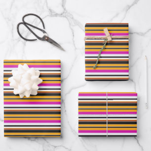 Süße schwarze orange Streifen Geschenkpapier Set