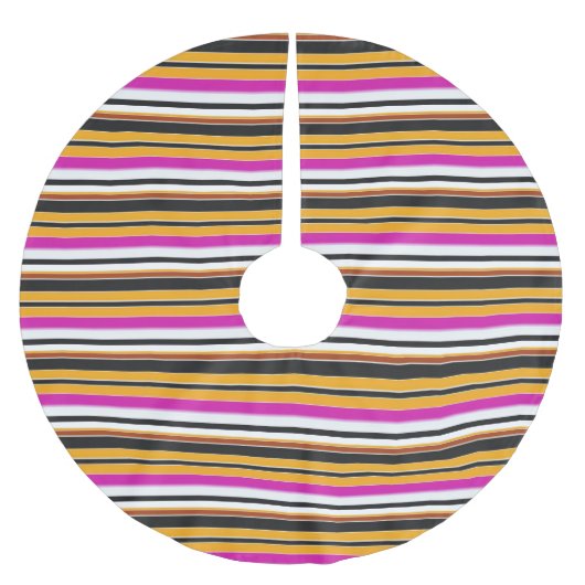 Süße schwarze orange Streifen Polyester Weihnachtsbaumdecke (Vorderseite)