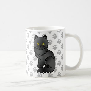 Süße schwarze persische Cartoon-Katzen-Illustratio Kaffeetasse