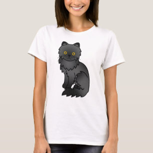 Süße schwarze persische Cartoon-Katzen-Illustratio T-Shirt