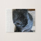 Süße schwarze Pug schlafend Puzzle (Horizontal)