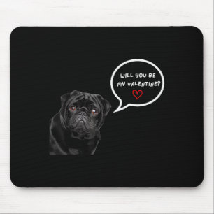Süße schwarze Pug Valentinstag lustige Kleidung Ge Mousepad