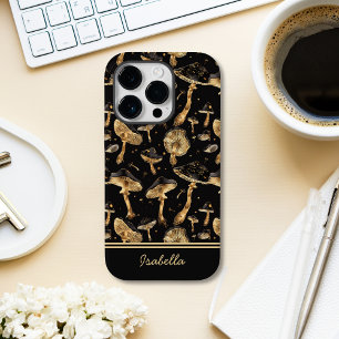 Süße schwarze und goldene personalisierte Pilze Case-Mate iPhone 14 Pro Hülle