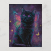 Süße schwarze und violette Katzenfee Postkarte (Vorderseite)