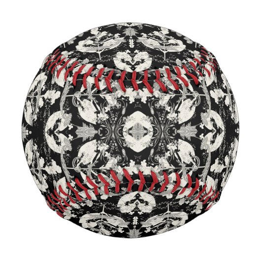 Süße schwarze weiße abstrakte Blätter-Muster Case- Baseball (Vorderseite)