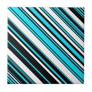 Süße schwarze weiße aqua Streifen Fliese