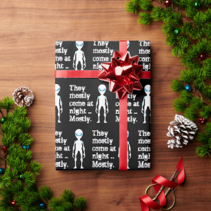 Süße schwarze weiße Außerirdische Zitat Geschenkpapier