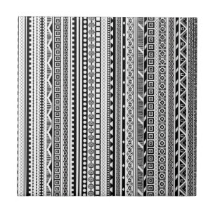 Süße schwarze weiße Azteken-Muster-Design Fliese