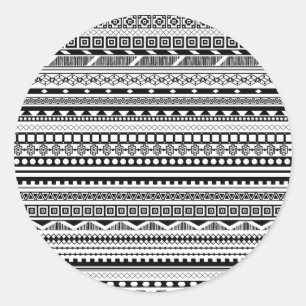 Süße schwarze weiße Azteken-Muster-Design Runder Aufkleber