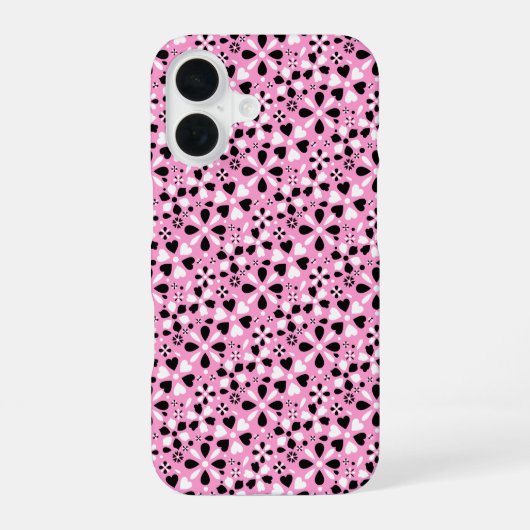 Süße schwarze weiße Blumen iPhone 16 Hülle (Rückseite)