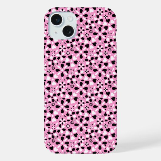 Süße schwarze weiße Blumen iPhone Hülle (Rückseite)