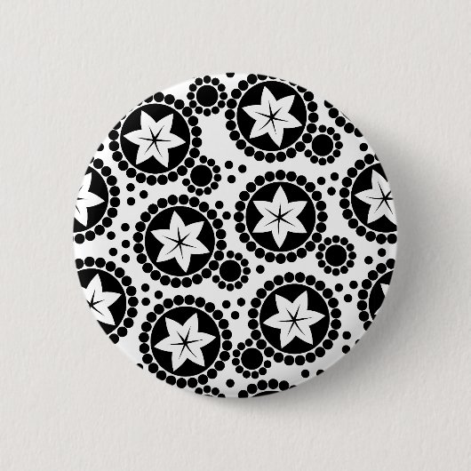 Süße schwarze weiße Blumen Knopf Button (Vorderseite)