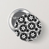Süße schwarze weiße Blumen Knopf Button (Vorne & Hinten)