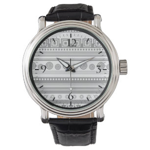 Süße schwarze weiße dekorative Aztekentextur Armbanduhr