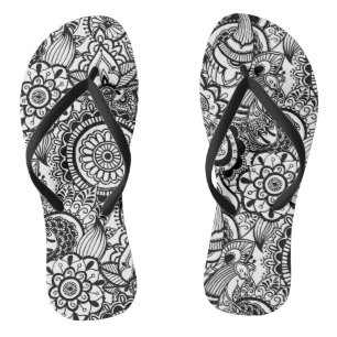 Süße schwarze weiße floral paisley badesandalen