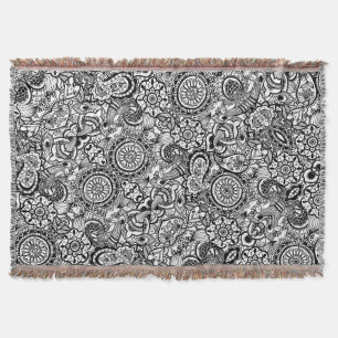 Süße schwarze weiße floral paisley decke