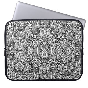 Süße schwarze weiße floral Paisley Laptopschutzhülle