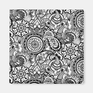 Süße schwarze weiße floral paisley magnet