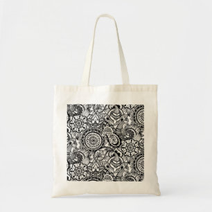 Süße schwarze weiße floral Paisley Tragetasche