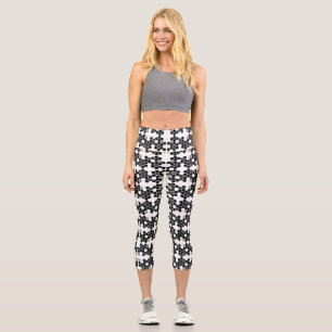 Süße schwarze weiße Hex-Datenmuster Capri Leggings