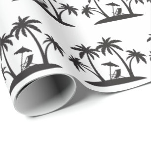 Süße schwarze weiße Palmenbaum-Fliesen-Party-Stran Geschenkpapier