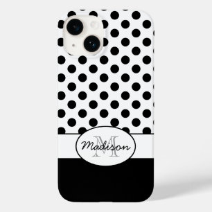 Süße schwarze weiße Punkte Retro-Muster Monogramm Case-Mate iPhone 14 Hülle