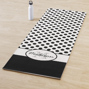 Süße schwarze weiße Punkte Retro-Muster Monogramm Yogamatte