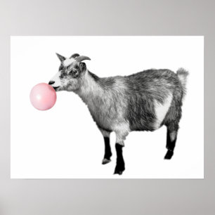 Süße schwarze weiße Ziege Bubble Gum Kinderzimmer Poster