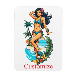 Süße Schwarzhaarige Bikini-Strand-Girl Thunder_Cov Magnet