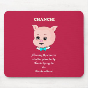 Süße Schwein Cartoon auf Burgunderrot Mousepad