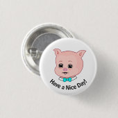 Süße Schwein Cartoon Button (Vorne & Hinten)