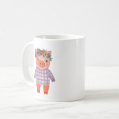 Süße Schwein-Gingham-Tasse Kaffeetasse (Vorderseite Links)