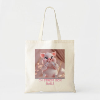 Süße Schweinchen-Maniküre-Tasche | Lustige rosa Sc Tragetasche