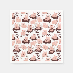 Süße Schweine spielen auf dem Bauernhof mit Tierha Serviette