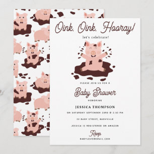 Süße Schweine spielen auf dem Bauernhof Tier Baby Einladung