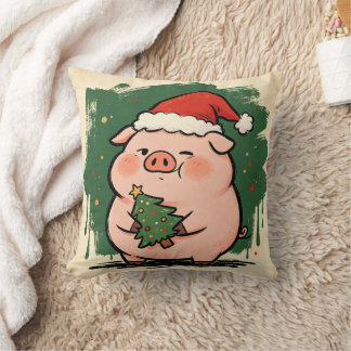 Süße Schweine-Weihnachtsbaum-Farm-Tier-Wurfkissen Kissen