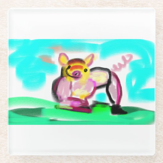 Süße Schweinekunst Glasuntersetzer (Vorderseite)